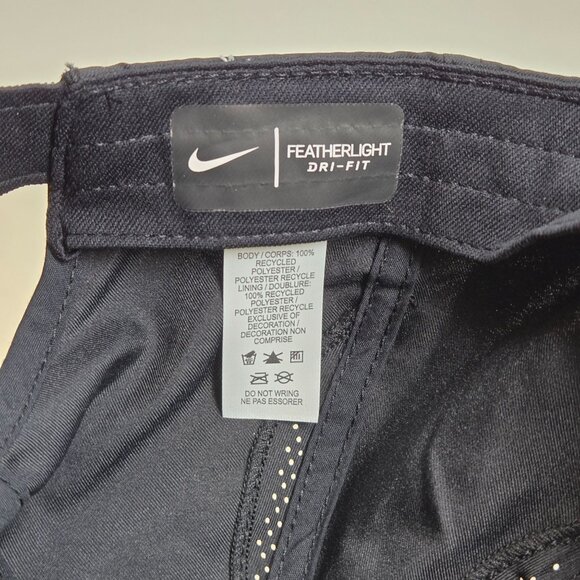 Nike Featherlight Dri-Fit Black Adjustable Athletic Cap With Silver Swoosh Logo - Picture 6 of 8